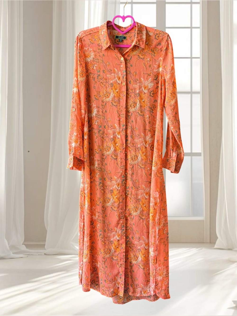 C. Wonder Orange Floral Shirt Dress Size 6